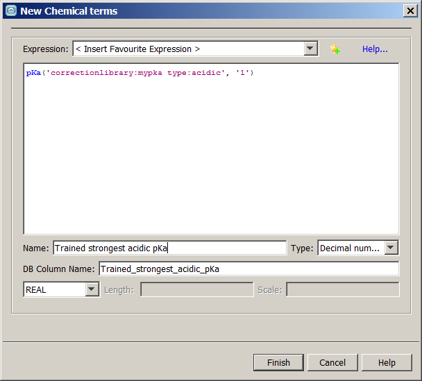 New Chemical Terms window in Instant JChem