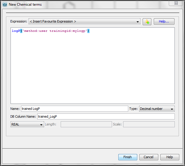 Chemical Terms window in Instant JChem