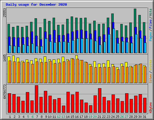 Daily usage for December 2020