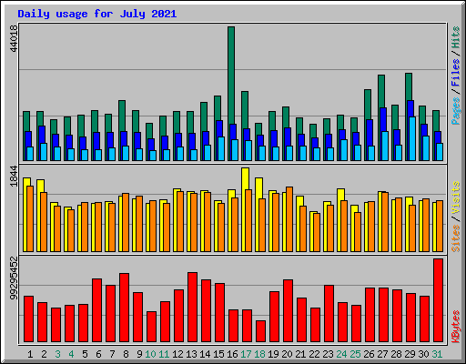 Daily usage for July 2021