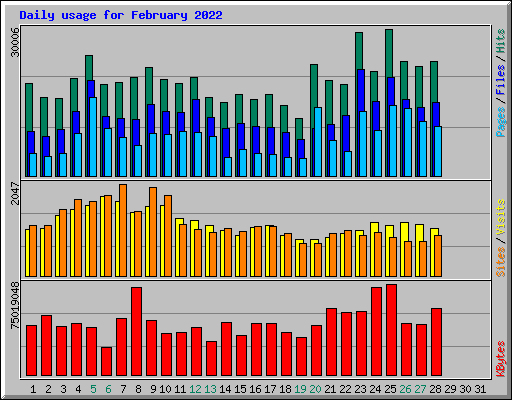 Daily usage for February 2022