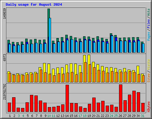 Daily usage for August 2024