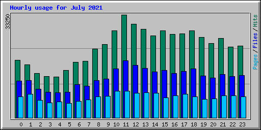 Hourly usage for July 2021