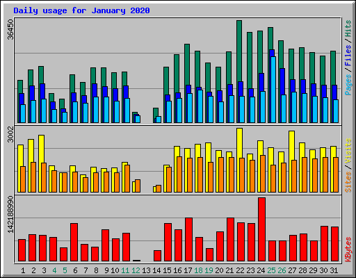 Daily usage for January 2020